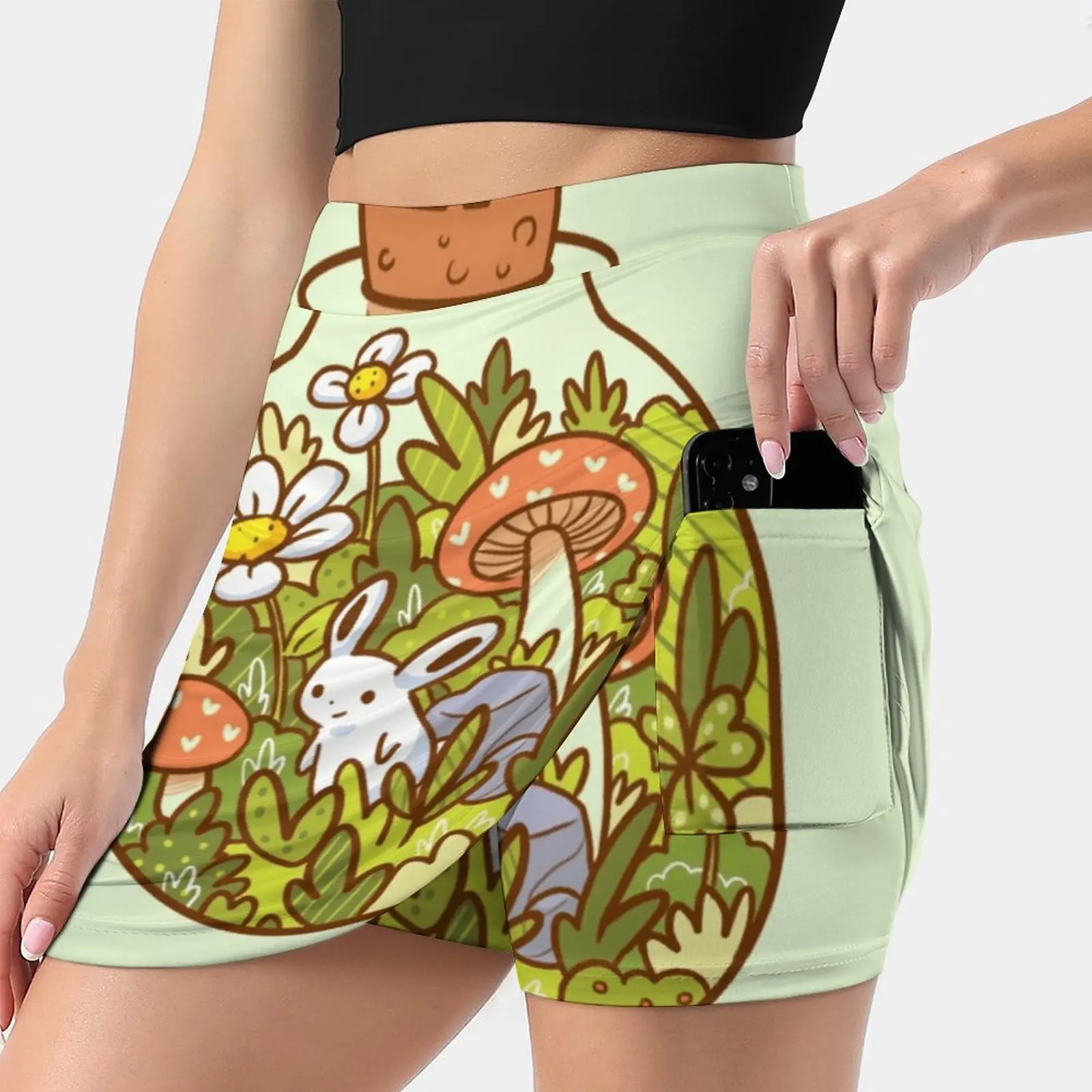 

Bunny In A Bottle Women's skirt Mini Skirts A Line Skirt With Hide Pocket Bunny Bunnies Rabbit Rabbits Garden Flower Flowers