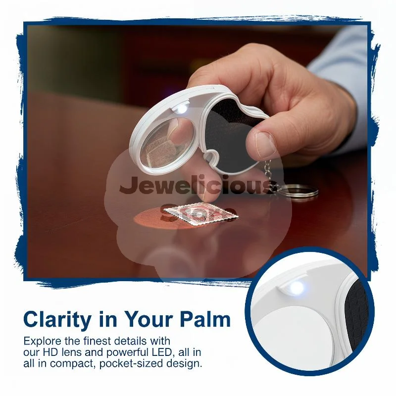 

5X LED Magnifying Glass for Jewelry Loupe Pocket Keychain Tool for Precision Work