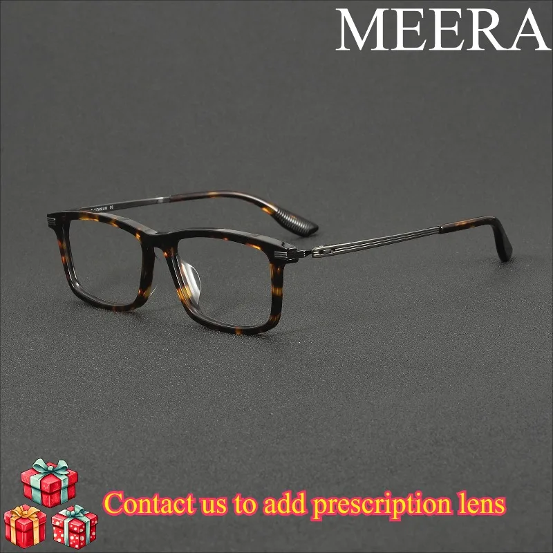 

Fashion Trend Tortoiseshell Acetate Fiber Square Eyeglass Frame Titanium Metal Casual Optical Glasses Black Eyeglasses