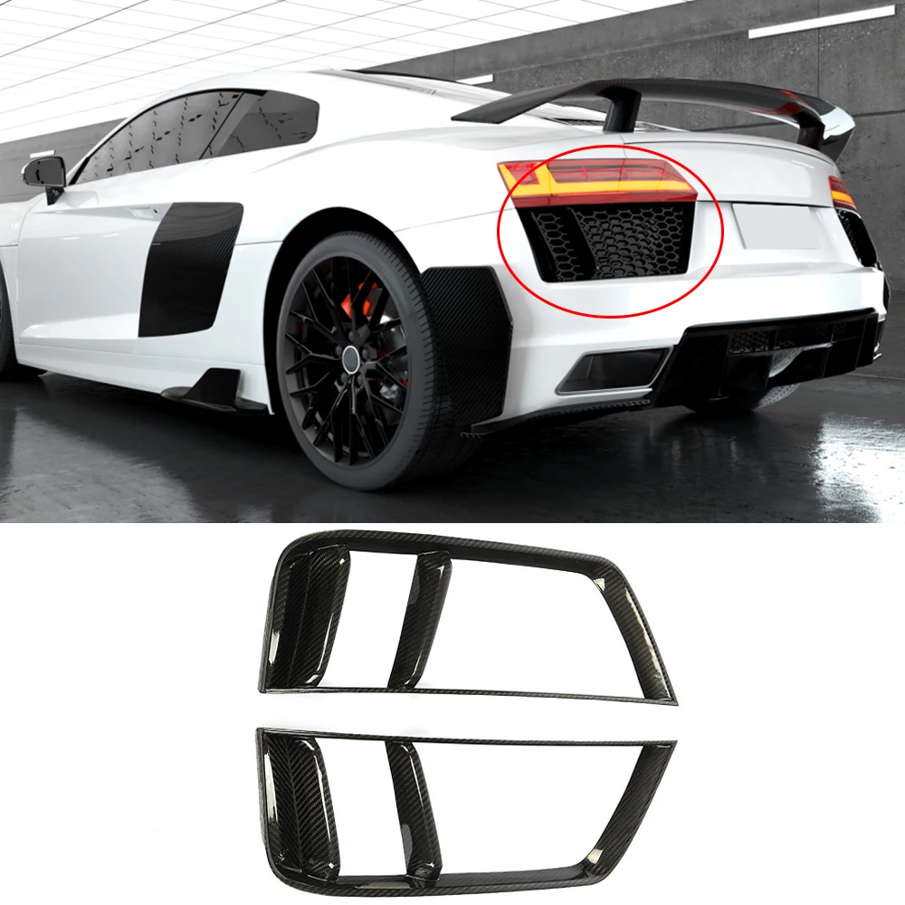 For R8 Rear Air Vents Covers Trims For Audi R8 2 Door 2016 2017 2018 Rear Bumper Air Vents Covers Trims Carbon Fiber