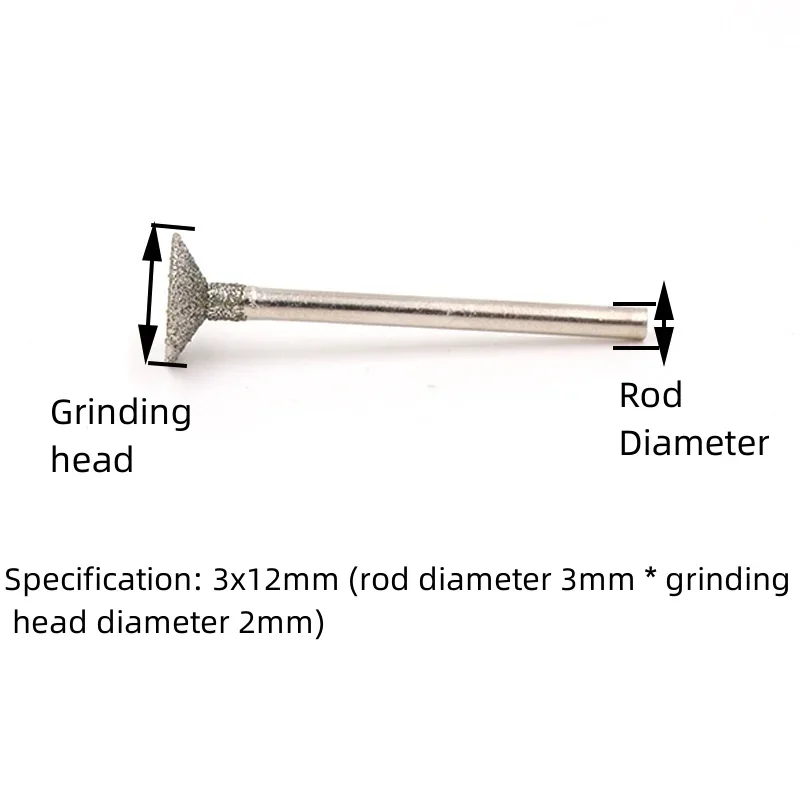 5/20/50pcs Electroplated Diamond Grinding Head Diameter 2.35/3 Round Head Grinding Head Burr Grinding Engraving Bit 60 Grit