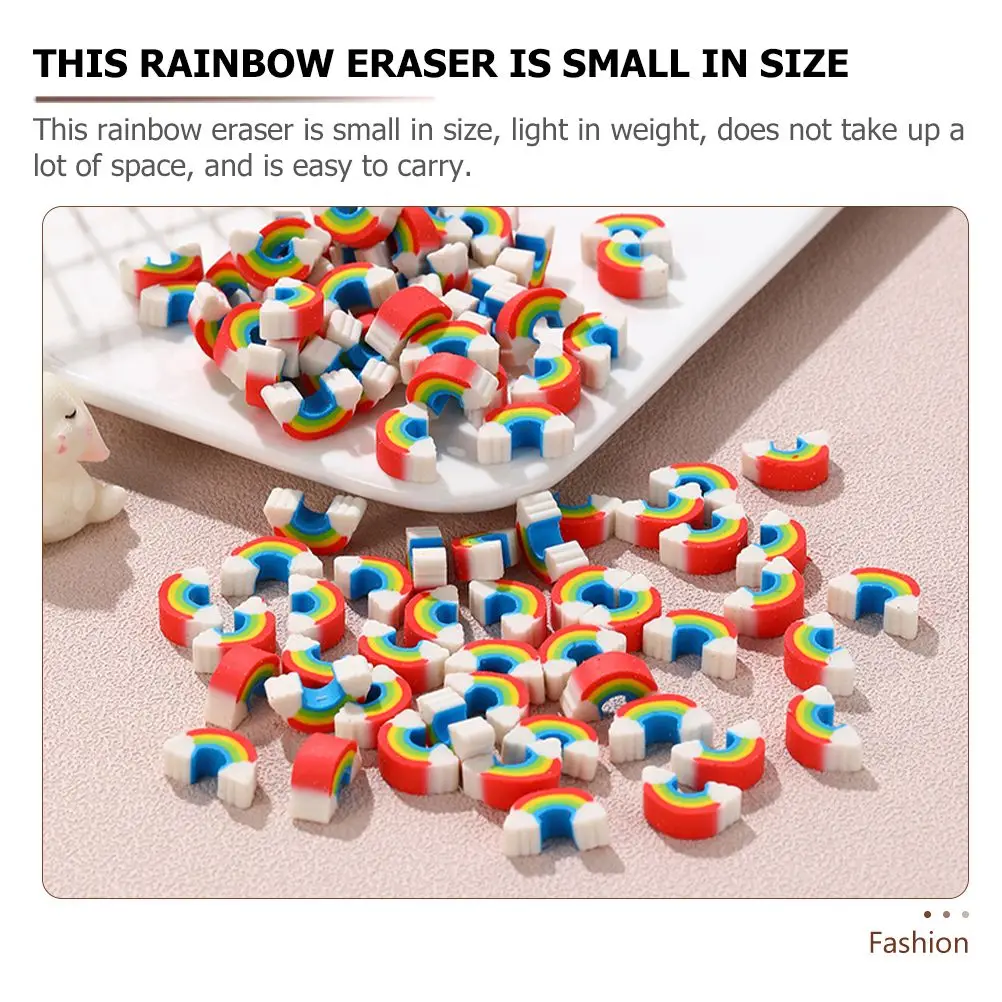 100 Pcs Rainbow Bridge Eraser Mini Cute Portable Cartoon Lightweight School Supplies Non Damage Paper Sketch Drawing