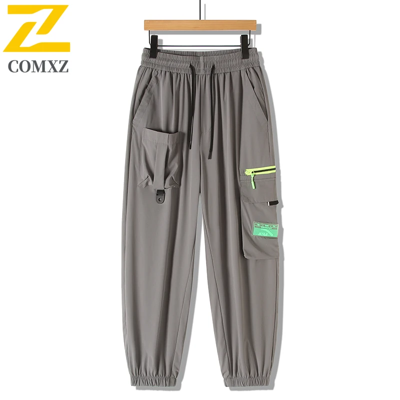 Summer Ice Silk Cargo Pants Men's Casual Loose Quick Dry Stretch Sports Pants Male Size 8xl Jogger Multi Pocket Harem Trousers