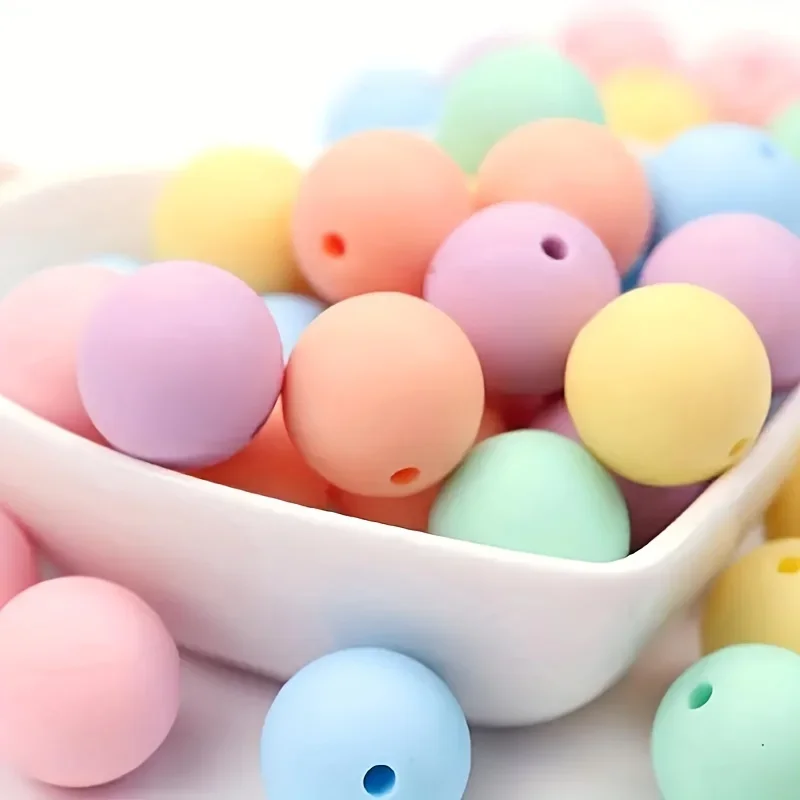 Candy Colorful Silicone Beads For Jewelry Making DIY Anti-Drop Key Bag Chain Bracelet Hanging Decoration Handmade Craft Supplies