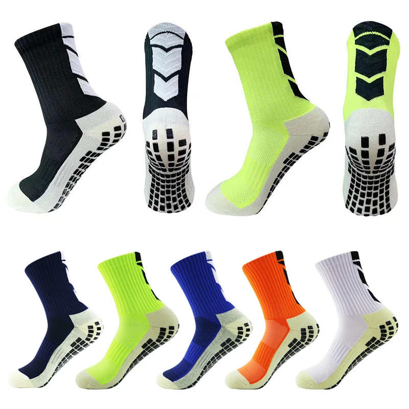 High Quality Anti Slip Soccer Socks Adults Kids Non Slip Silicone Grip Socks Football Baseball Towel Bottom Mid-Tube Sport Socks