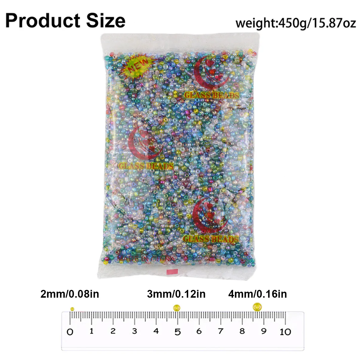 450G MultiColor 2/3/4mm Dazzling Glass Beads Mixed Color Interval Scattered Bead Jewelry Bracelet Making DIY Accessories