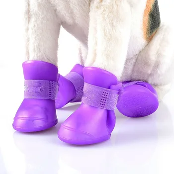 4 pezzi stivali di gomma antiscivolo per scarpe da pioggia impermeabili per animali domestici per cani di piccola taglia media gatti scarpe da esterno stivaletti per cani accessori per animali domestici
