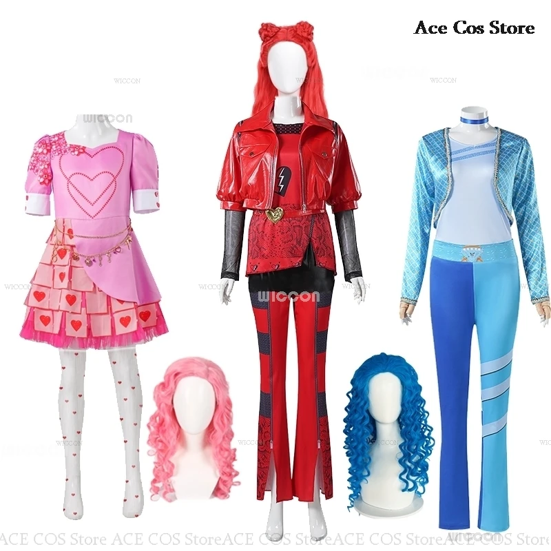 Halloween Red Blue Chloee Princess Cosplay Bridget Queen Hearts Costume Descendants4 Uniform Set Rise Of Red Pink Full Outfits