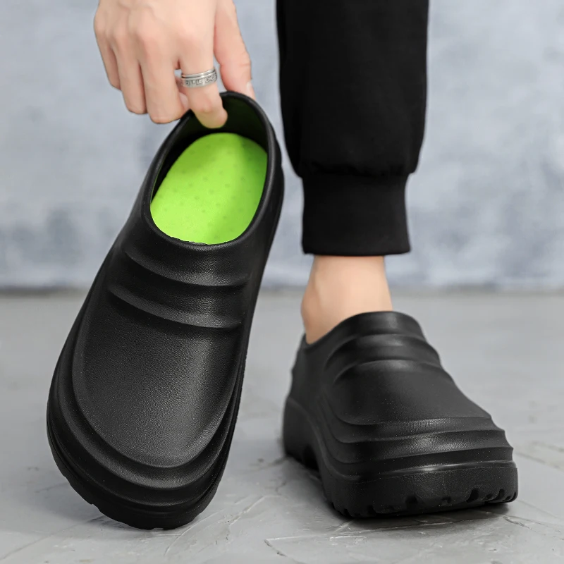Men's Chef Slip-On oes Fall Anti-Slip Waterproof Oil-Resistant Kitchen Work oes Big Size Comfortable EVA Slippers