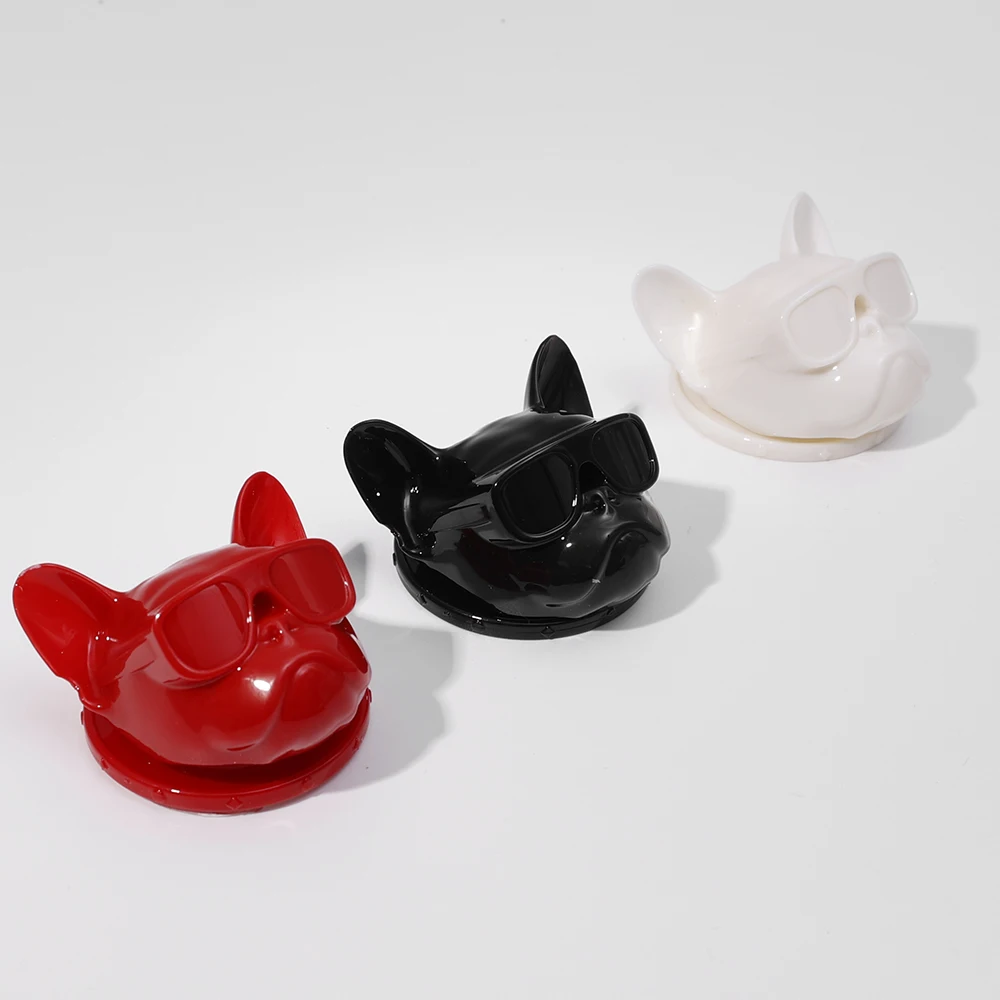 Car One-Button Start Decorative Cover French Bulldog Cartoon Engine Stop Push Switch Button Car Interior Stickers Accessories