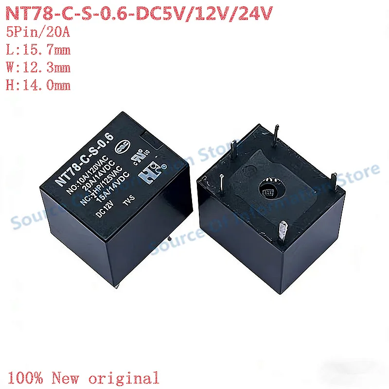 

10Pcs NT78-C-S-0.6-DC5V/12V/24V Ford Relay 5Pin 20A 100% New