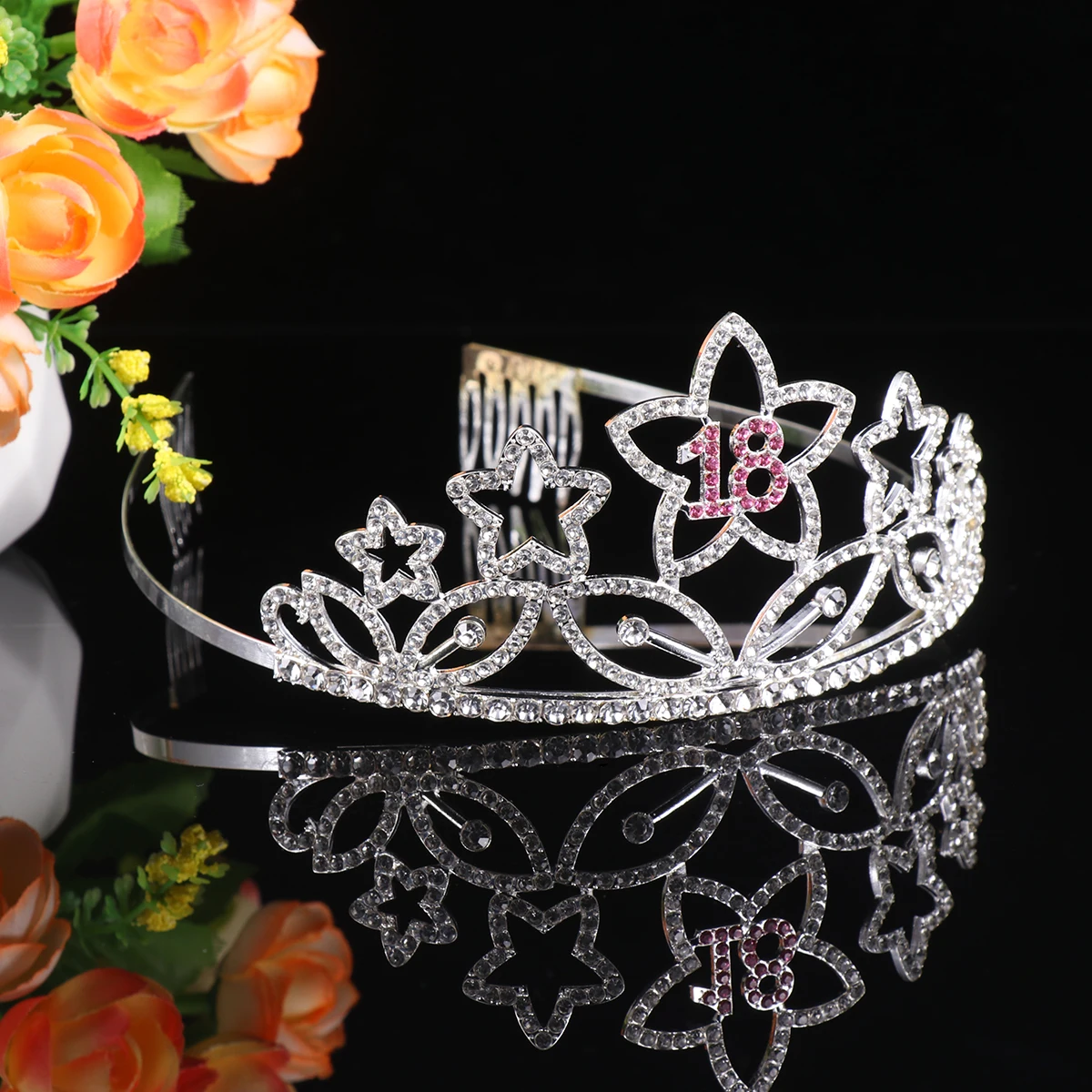 

Birthday Crown Hair Hoop 18 Number Headb Fashion Headdress Women Headwear Lightweight Non Fading Party Costume Rhinestone Design