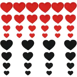 40 PCS Heart Shape heart patches Black Mini Heart embroidered sew on patches heart Red 4 Sizes applique decoration Backpacks