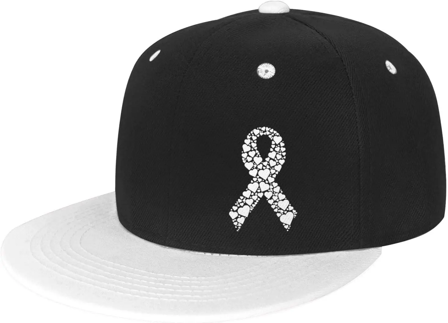 White Ribbon Lung Cancer Awareness Adult Snapback Hats Adjustable Flat Bill Baseball Cap Hip Hop Hat