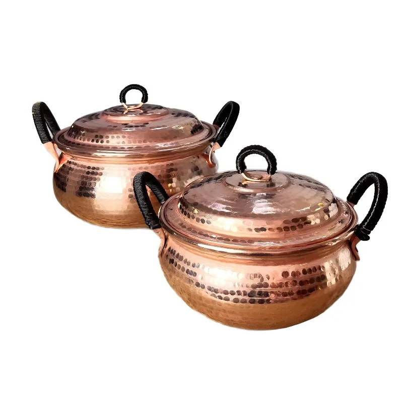 

Copper pot, handmade binaural soup pot, purple copper saucepan