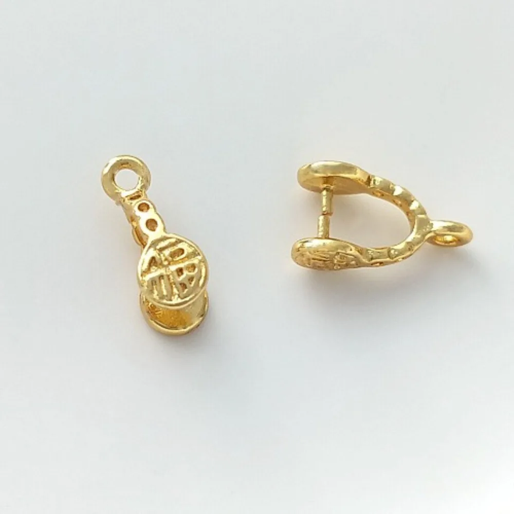 

1 шт., медные застежки, 14-каратное золото, цвет Fuzi, безопасная пряжка из семян дыни, нефритовый кулон, нефритовый кулон, зажим, пряжка, голова, подвеска ручной работы «сделай сам»