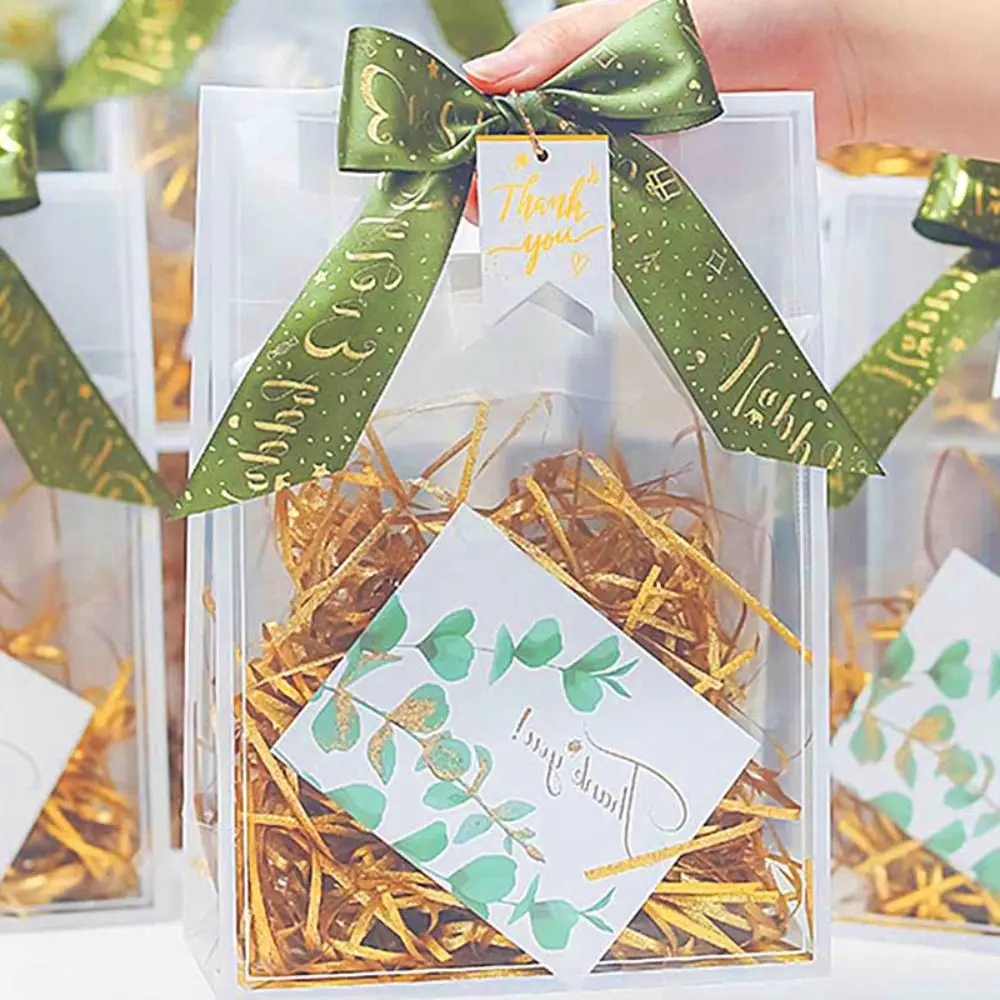 Transparent Gift Bags Handbag Wedding Tote Gift Bag For Birthday Wedding Party For Guests Portable Packaging Bag Small Business