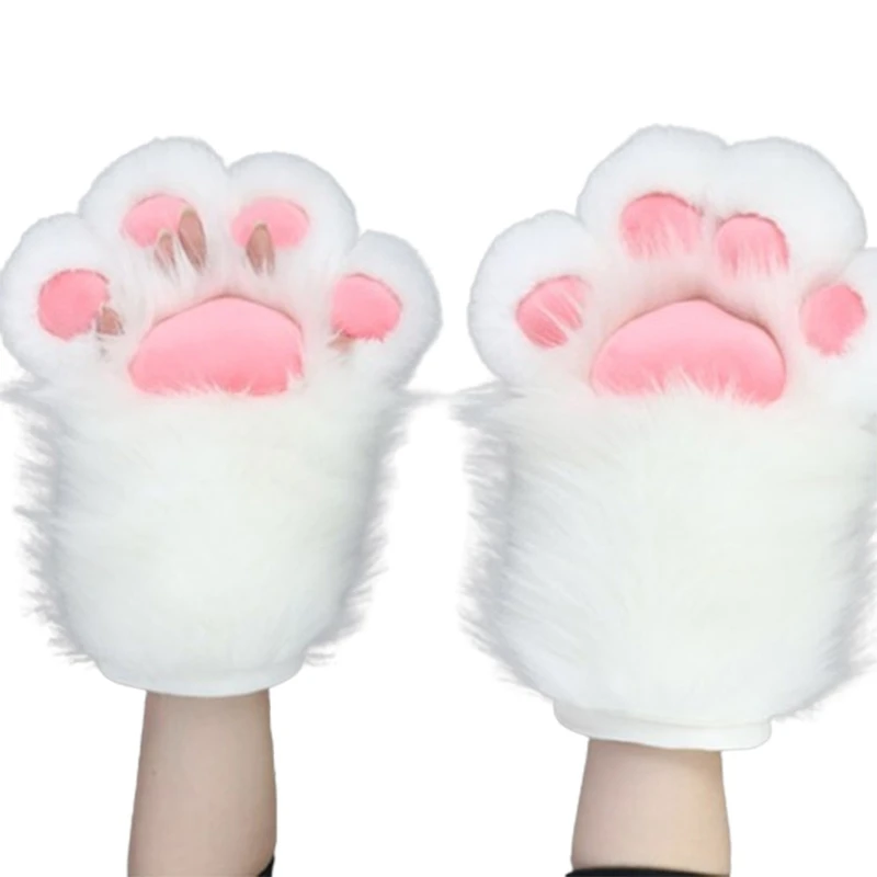 50JB Cat Paw Gloves Devil Girls Halloween Cosplay Squeak Props Paw Fursuit