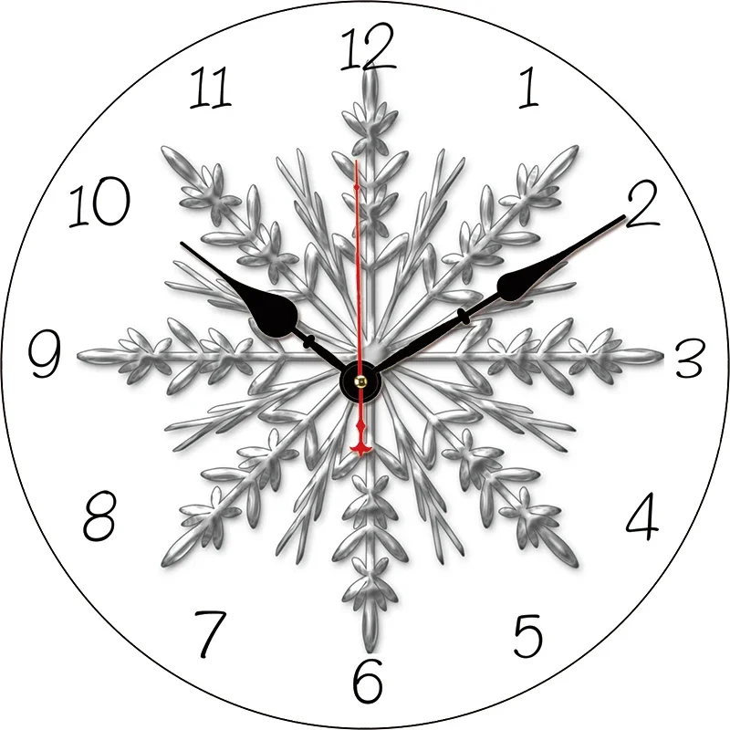 Snowflake Kitchen Round Wall Clock Large Dinning Restaurant Cafe Decorative Wall Clock Silent Non-Ticking Nice For Gift