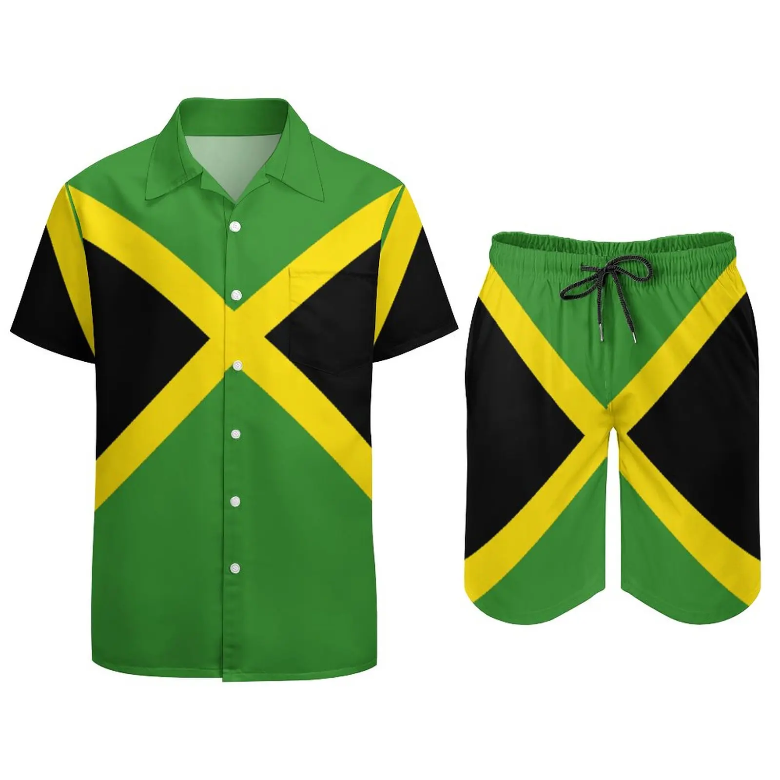 Jamaica Men\'s Beach Suit Funny 2 Pieces Pantdress  top Quality  Home Eur Size