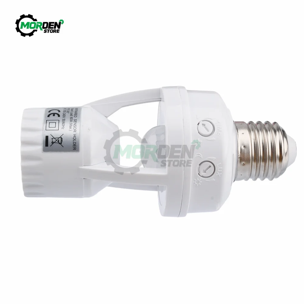 Convertidor de enchufe de AC100-240V con Sensor de movimiento PIR, Base de lámpara LED E27, interruptor de bombilla inteligente, accesorios de luz