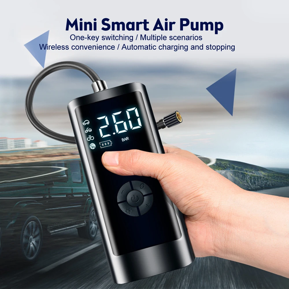 

6000mAh Portable Car Tire Inflator Pump 260PSI Electric Wireless Digital Air Pump for Motorcycle Bicycle Tyre Air Compressor