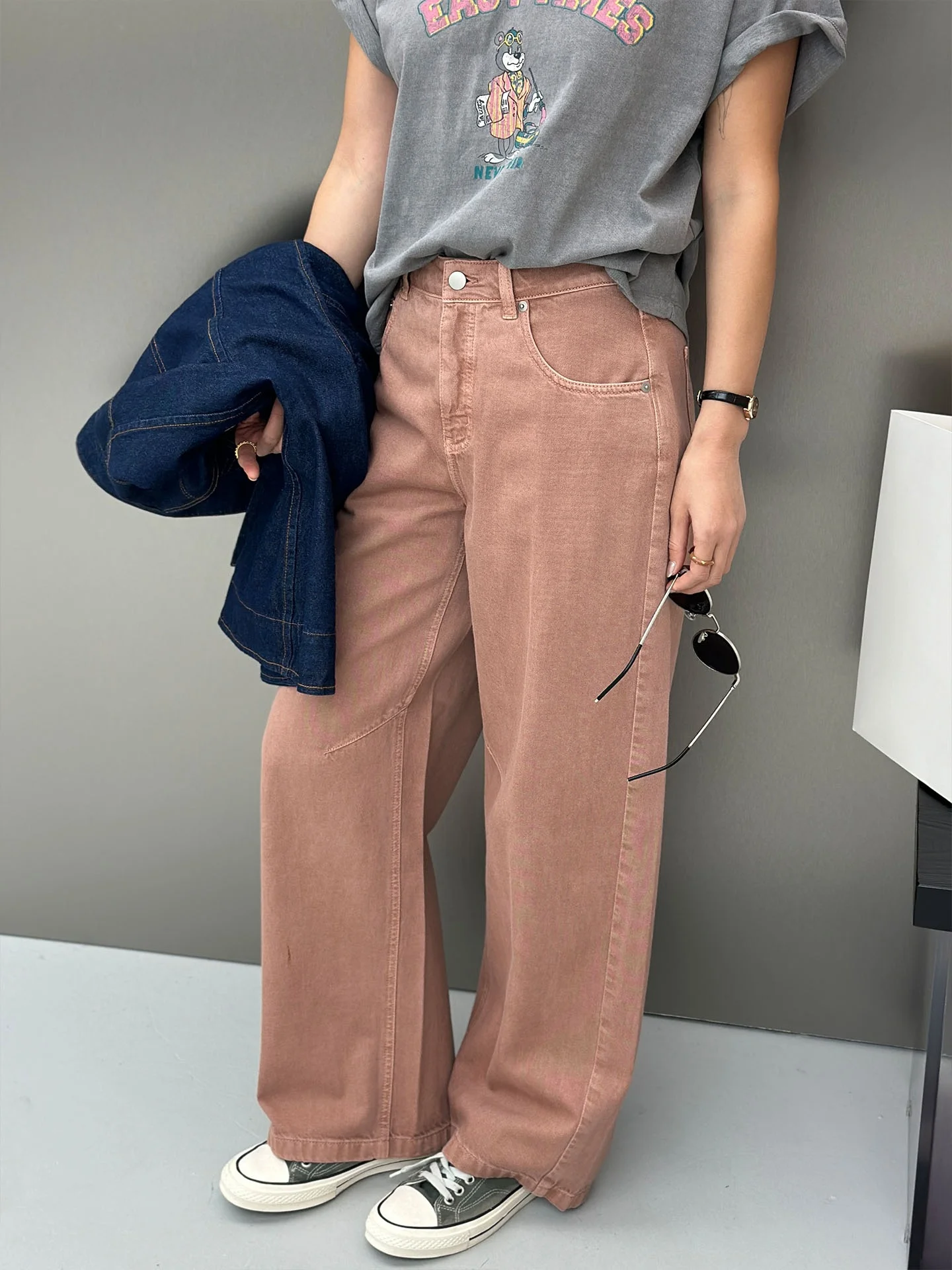 

Винтажные рваные джинсы BodhlCat с широкими штанинами, высокой талией, из смесового хлопка, женские, весенние, повседневные, однотонные, на молнии