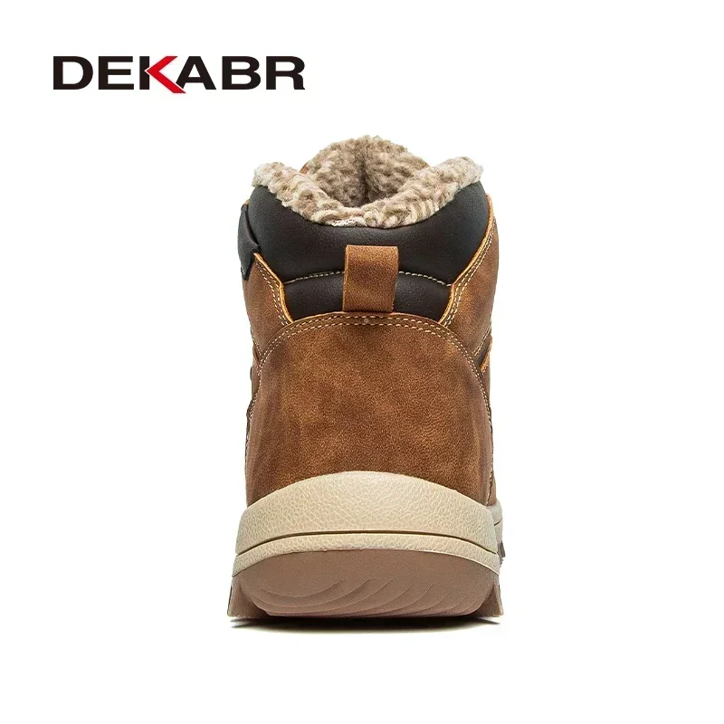 DEKABR-Bota de tornozelo de couro antiderrapante masculina, impermeável, luxuoso, quente, top alto, sapatos de trabalho, inverno, 39-48