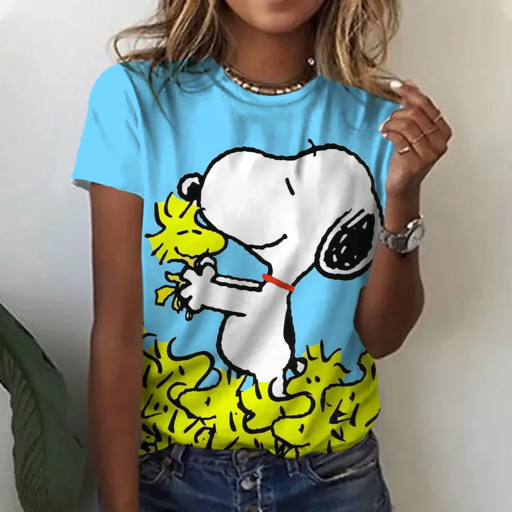 Snoopy T-Shirt Women Snoopy Print Cartoon Harajuku Feamle T shirts Casual Tops Short Sleeves Tees Women Clothing Y2K