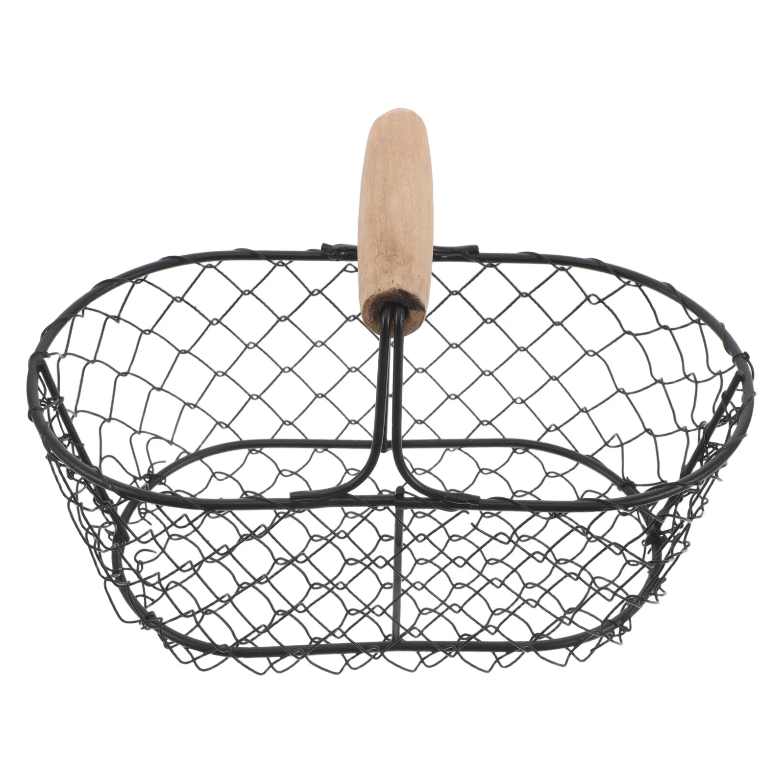 

Vintage Black Metal Egg Basket Rustic Wire Kitchen Countertop Fruit Holder Farmhouse Decor Chicken Egg Storage Organizer