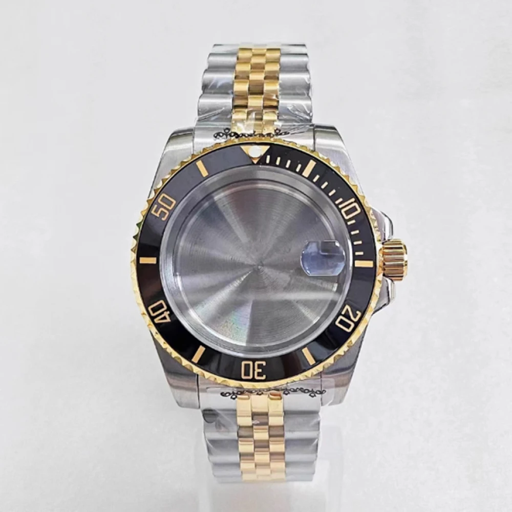 40mm Watch Case + Strap for NH35 NH36 Movement Sapphire Glass Mirror Shell Watchband Watch Accessories