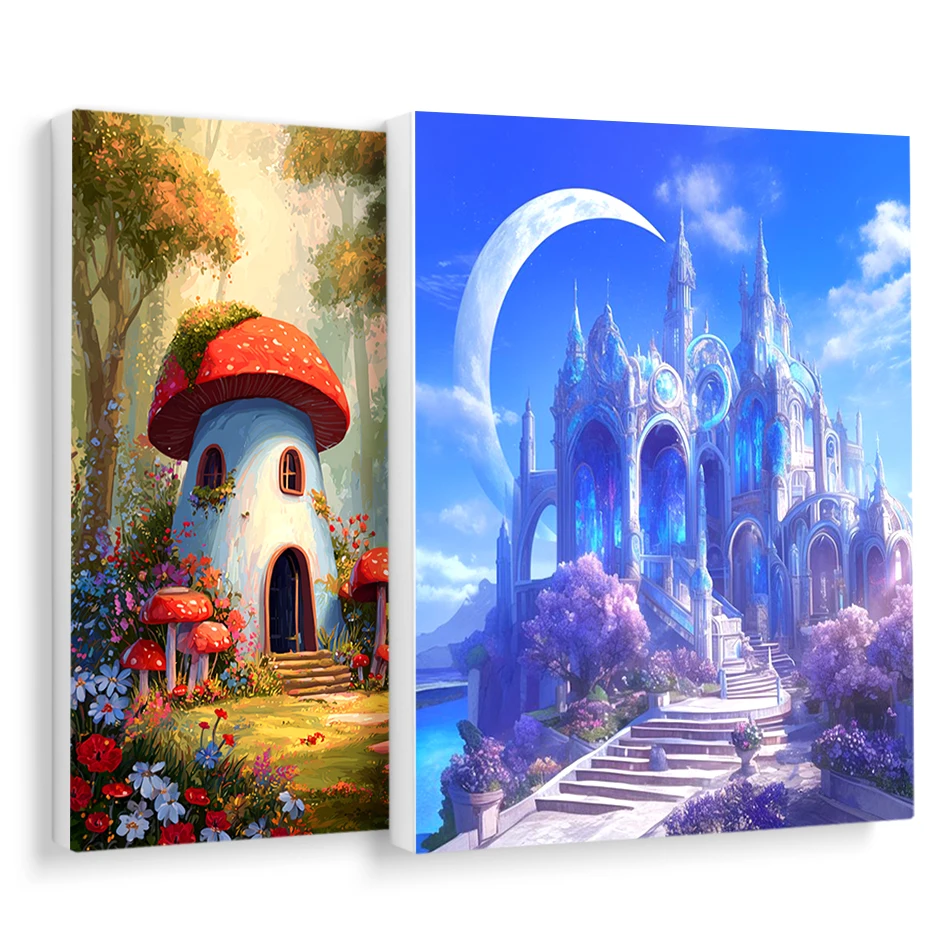 

RUOPOTY Painting By Numbers Abstract house For Adults Canvases For Paint Draw On Canvas Watercolor Decorative Crafts Wall Decor