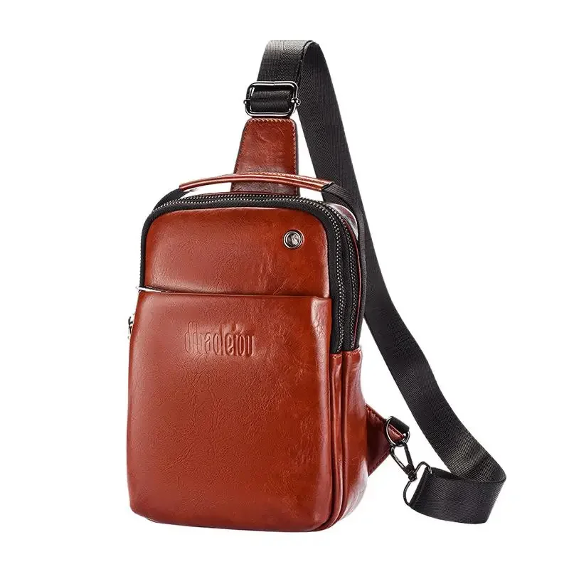 

New Vintage MEN'S chest fashion leather messenger large capacity male crossbody casual sling bag