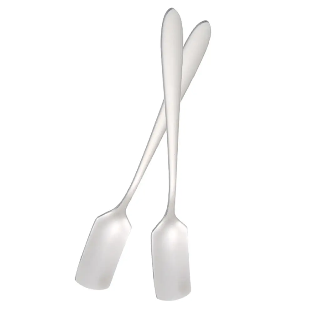 

2Pcs Square Head Spoons Thick Stainless Steel Dessert Food Serving Kitchen Home Tableware Banquet Party Tools