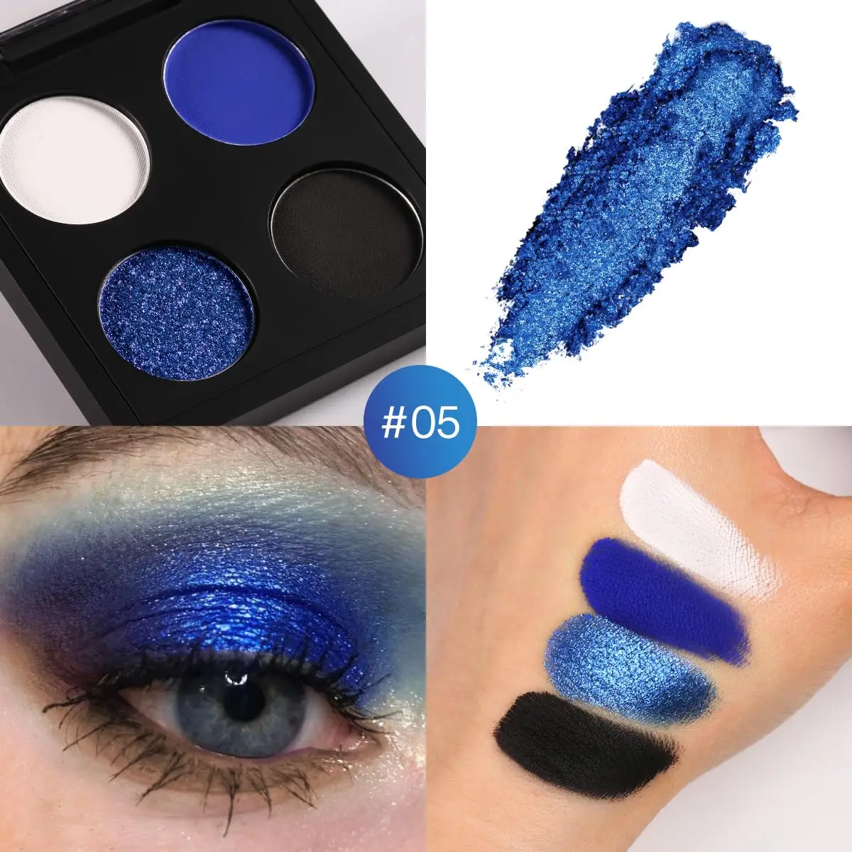 

Afflano 4 Colors Eyeshadow Palette Duochrome Blue Purple Matte Glitter Blendable Highly Pigmented Fine Flash Lasting Eye Makeup