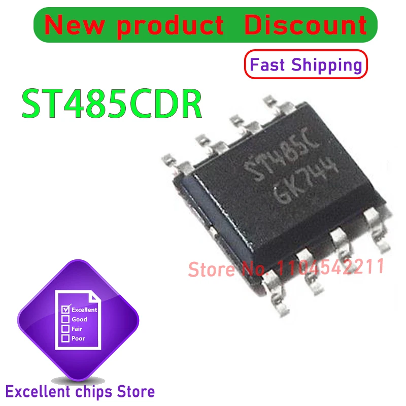 100% New original ST485CDR ST485CD ST485C ST485 Package:SOP8 Transceiver RS-485/RS-422 Chip  5~50PCS