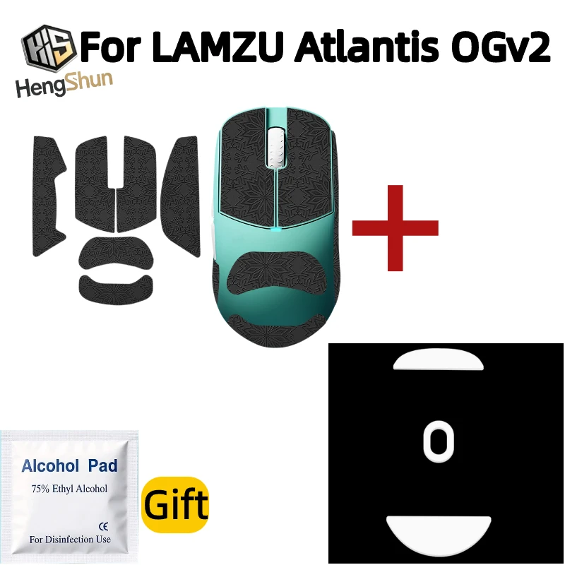 For LAMZU Atlantis OGv2 Mouse Grip Tape, Anti-Slip Sweat Absorbing Sticker + Mouse Feet Skates, Gaming Mouse Accessory