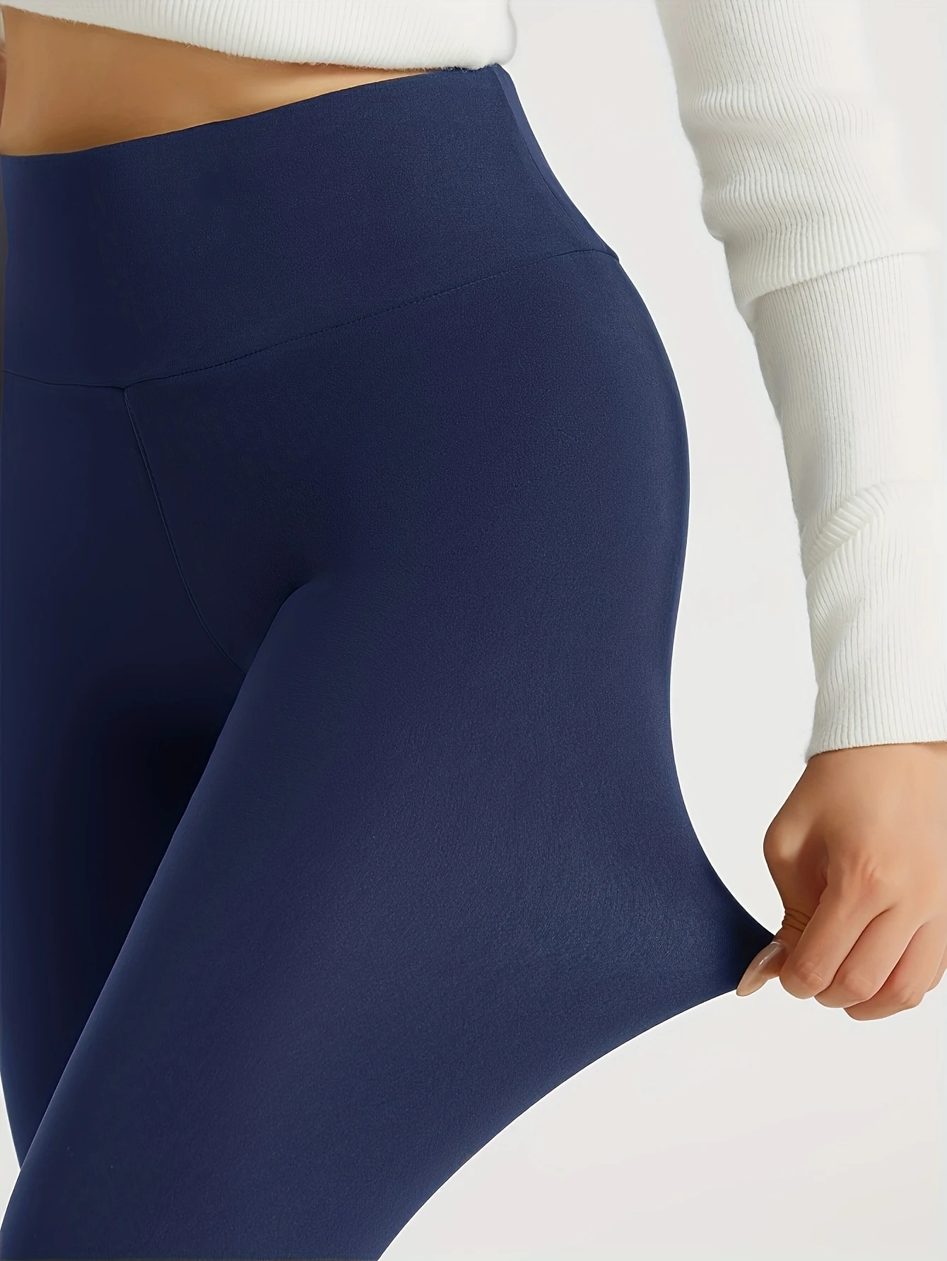 Order ONE SIEZ LARGE Women's Winter Warm Thickened High Waist Leggings - Full-Length Tummy Control Slim Fit Workout Pants, Solid Black/Charcoal Grey, Machine Washable, Comfortable Leggings For Women, Super Soft Leggings With Pockets For Women, Stretchable