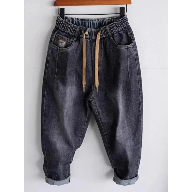 Men's Loose Fit Harajuku Style Japanese Denim Jeans Autumn Winter plus Size 300 Pounds Casual Versatile Trendy BrandYY15