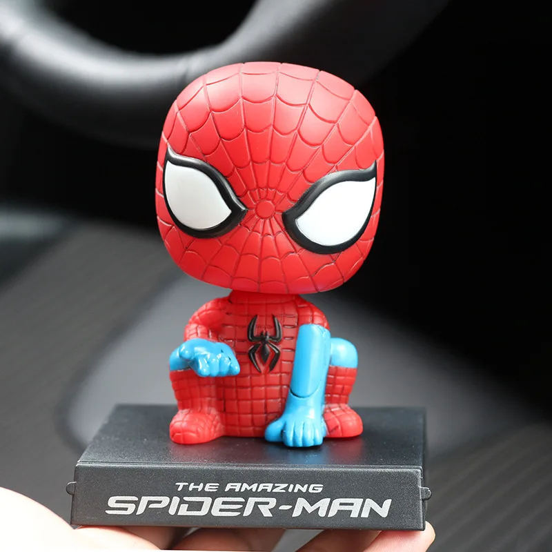 New Hot Toys Marvel The Avengers Spider-Man Car Shaking Head Doll Auto Interior Kawaii Tabletop Ornament Bobble Head Child Gift