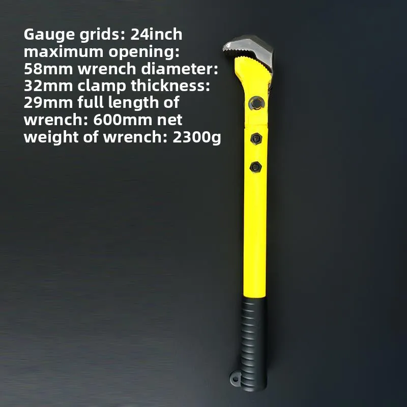Aluminum Offset Pipe Wrench, 18-inch / 24 Inch Plumbing Wrench Heavy-Duty Adjustable Steel Straight Pipe Wrench