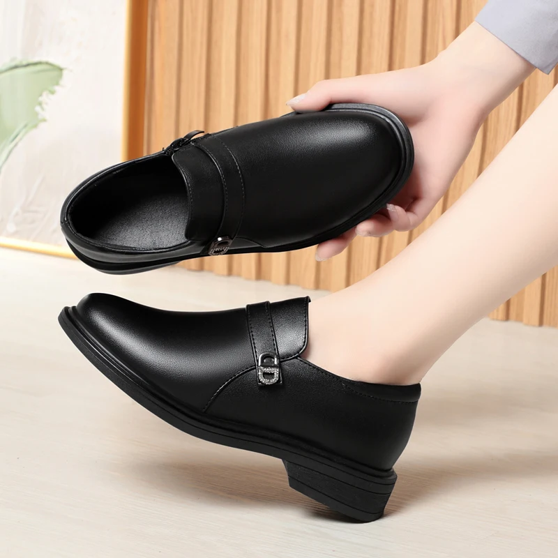 AIYUQI Women's Commuter Shoes 2024 New Spring Genuine Leather Shoes Women's Large Size Non-slip Women's Shoes