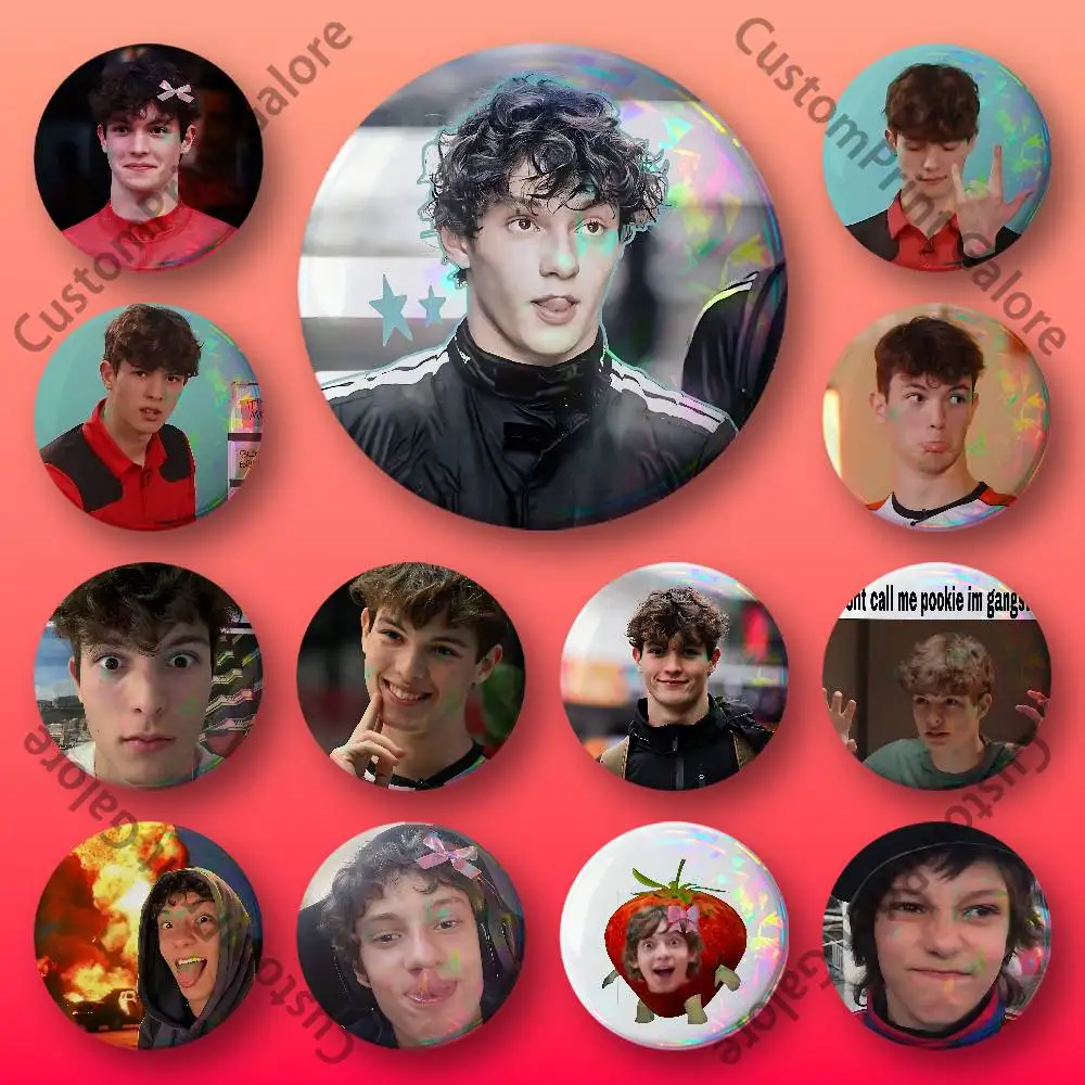 

O-Oliver 87 B-BearmanS Laser Film Badge Tinplate Brooch Lapel Pin HD Print Badge for Decoration DIY Accessories Gift