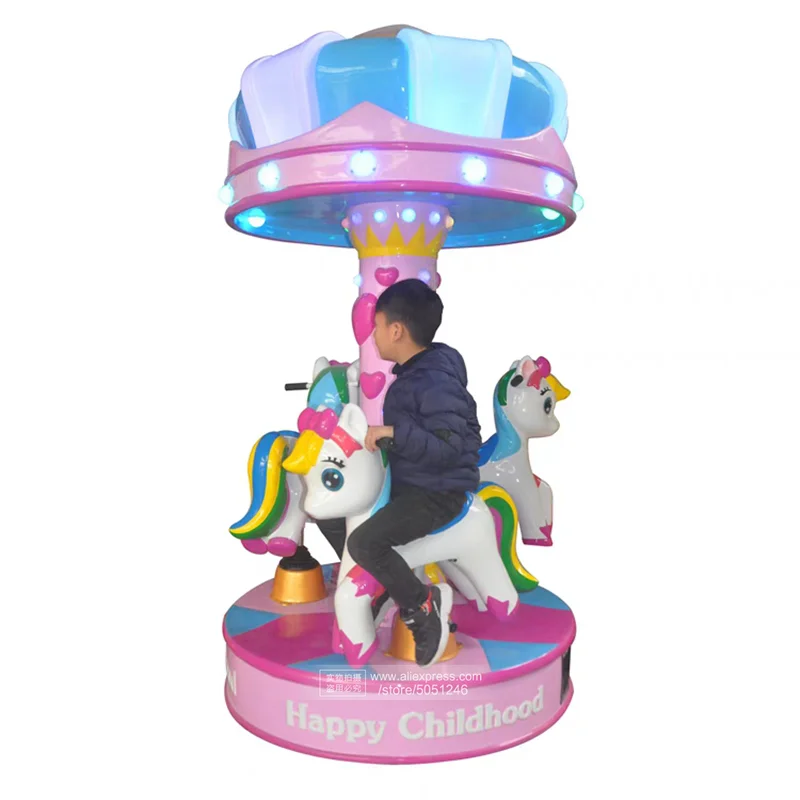 Kids Carousels Horse Merry Go Round Fairground Mini Kiddie Rides Outdoor Indoor Playground Amusement Park Arcade Game Machine