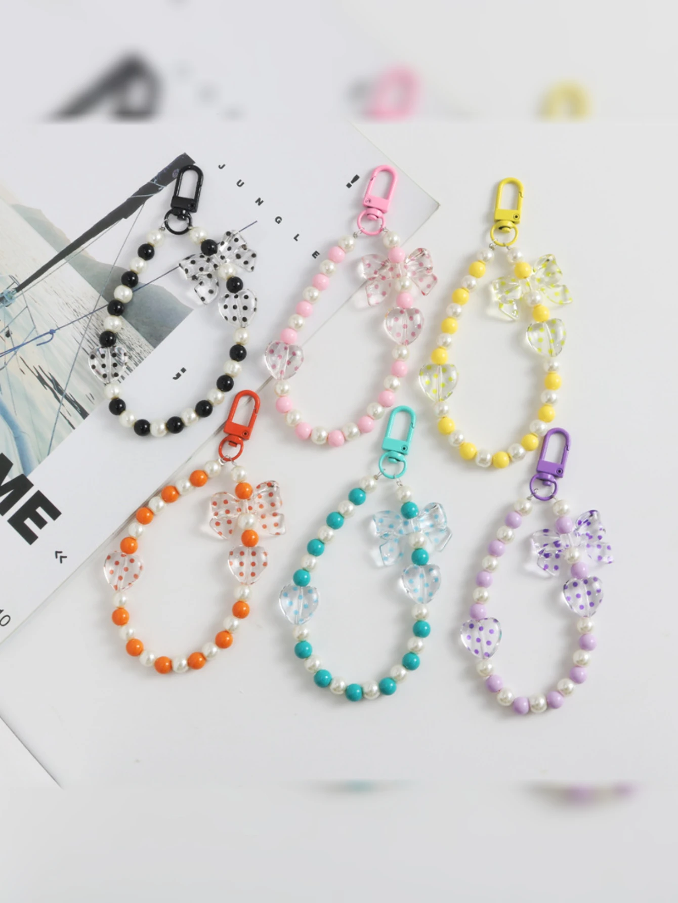 1pcs Bowtie Mobile Phone Lanyard Wrist Strap Women'S Hand-Held Chain Short Anti-Lost Cell Phone Case Cute Lanyard Key Pendant