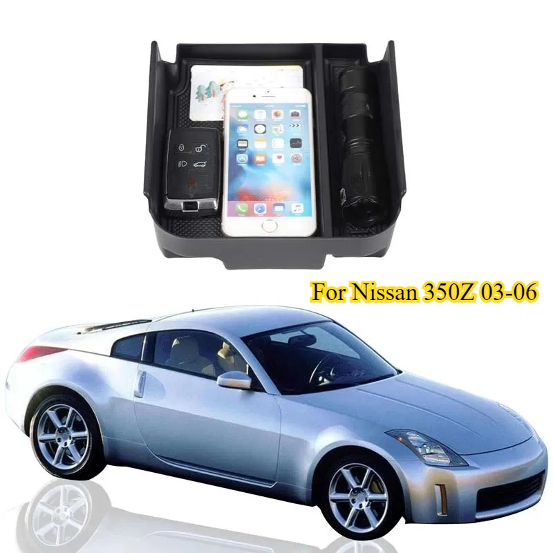 

For Nissan 350Z 03-06 ABS Black Car Center Console Armrest Box Storage Box Car Storage Box Accessories Interior Car Accessories