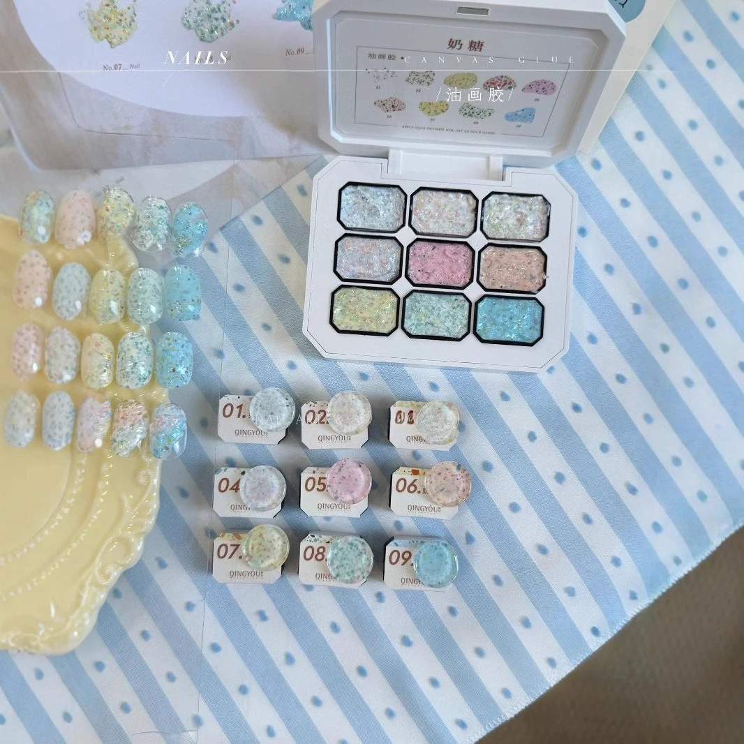 

9Colors Milky Candy Oil Painting Soak Off Gel Nail Modeling Gel Carving Nail Texture Glue Soild 3D Sculpture Creative DIY Gel