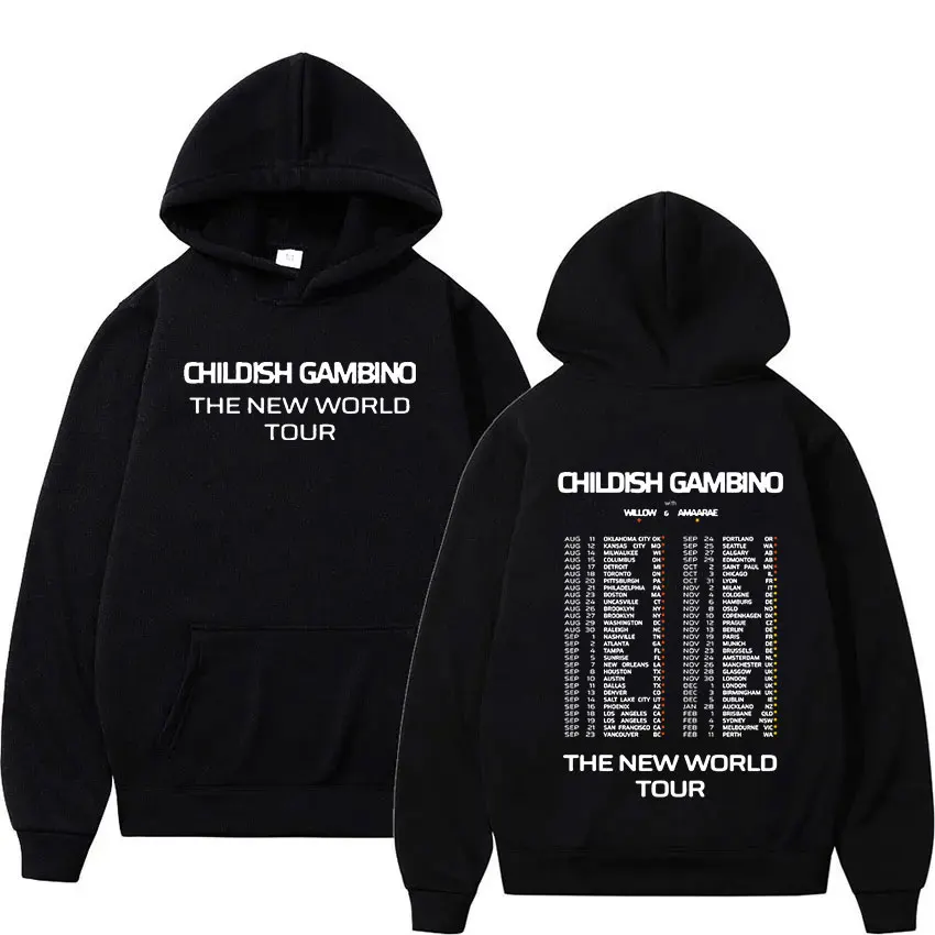 

Childish Gambino The New World 2024 Tour Album Hoodie Men Women Hip Hop Fashion Pullover Sweatshirt Male Casual Oversized Hooded