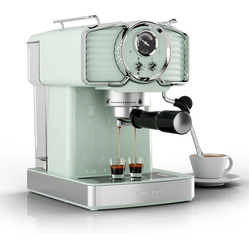 

Espresso Coffee Machine 20 Bar, Retro Espresso Maker with Milk Frother Steamer Wand for Cappuccino, Latte, Macchiato