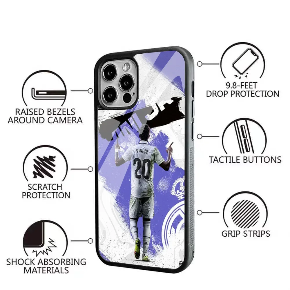 Football star v-Vinicius jr Phone CaseFor IPhone 15 14 13 Pro Max 11 12 Mini Alex Mirror For Magsafe Wireless Charging Cover